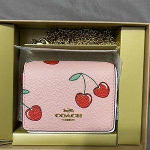 Coach Cherry Print Wallet on a chain no charms